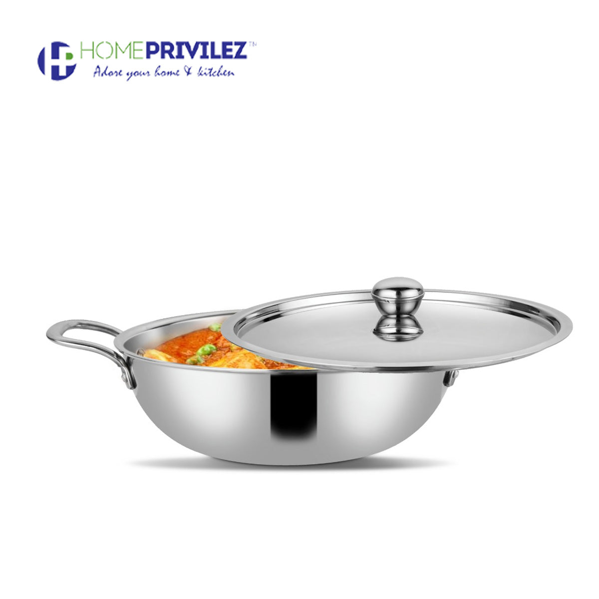 Stainless Steel Triply Kadhai with SS Lid